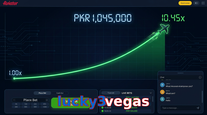 Main screen of Lucky3vegas aviator page for PK players