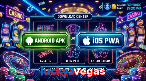 Main screen of Lucky3vegas download page for PK players