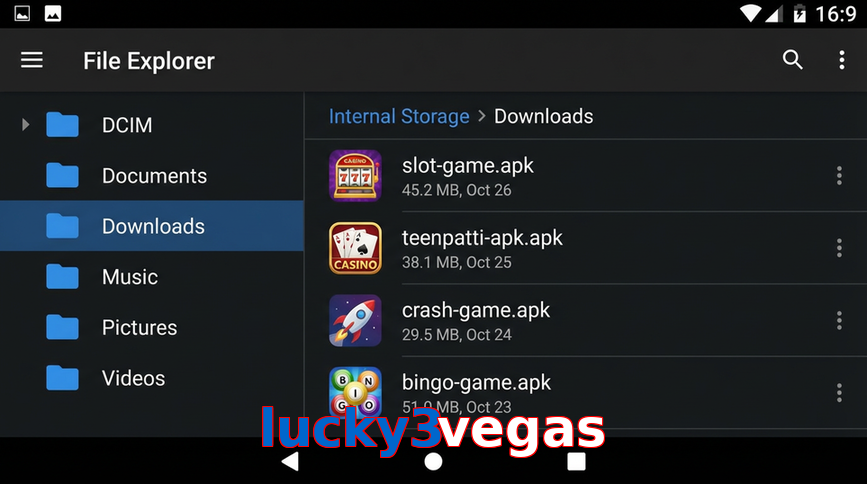 Main screen of Lucky3vegas gameapk page for PK players